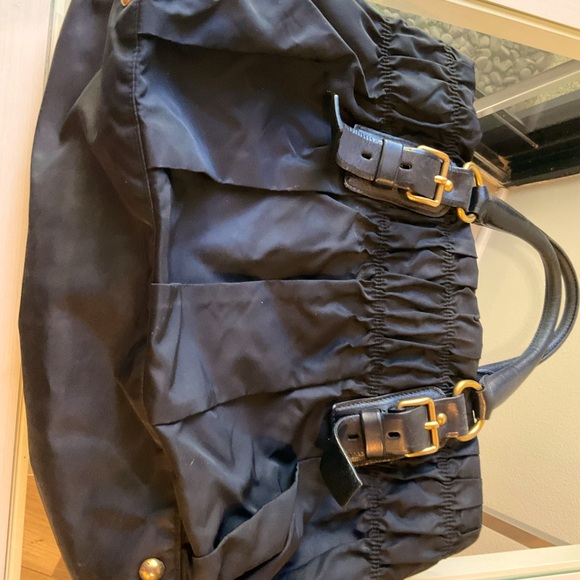 Prada Gorgeous Nylon and Leather Tote with Decorative Gathered Band - Picture 2 of 15